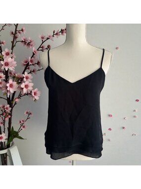 PARKER Womens Layered Black Tank Top Size Large